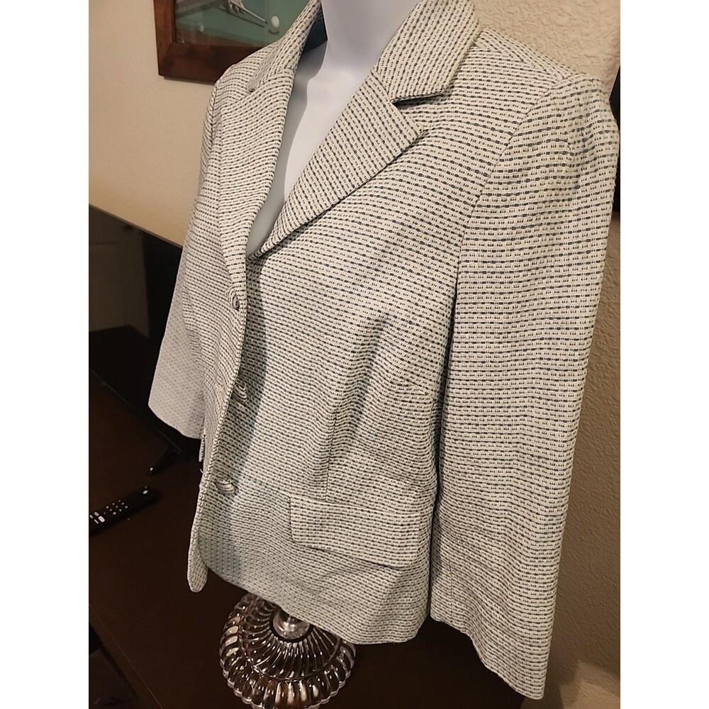 Old Navy Women's Baby Blue Striped Jacket Size M Medium Blazer Spring - Picture 4 of 6